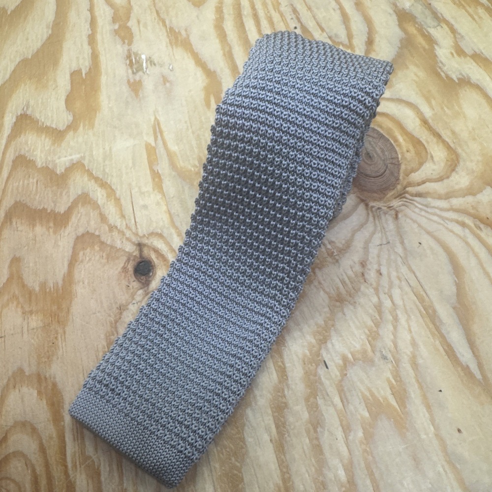 Altea Milano Gray Knit Tie Men's Textured Necktie‎ Italy Modern Classic Workwear